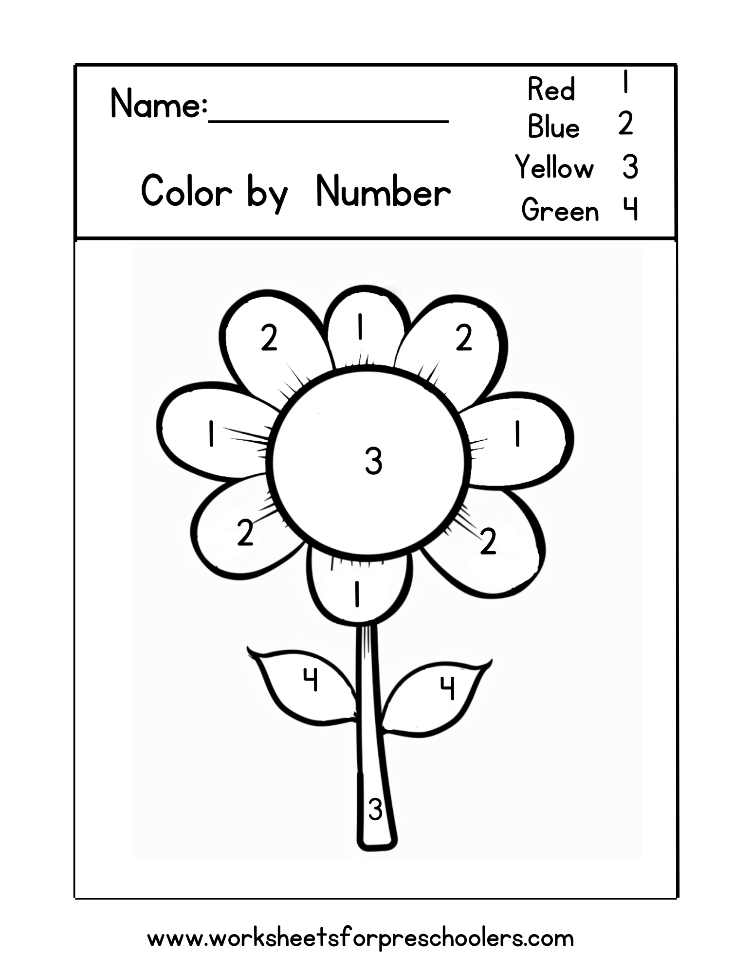 Color By Number Flower