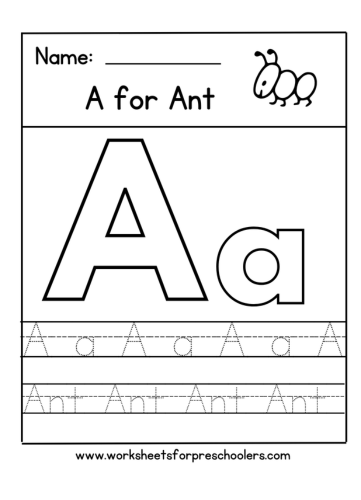 Letter A for Ant Worksheet
