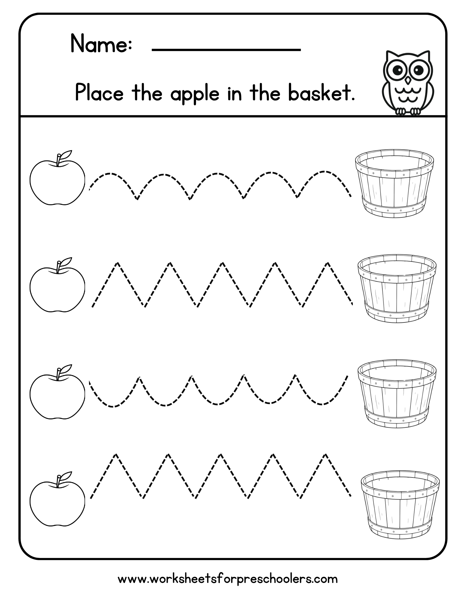 Apple Line Tracing Worksheet Apple Line Tracing Worksheet