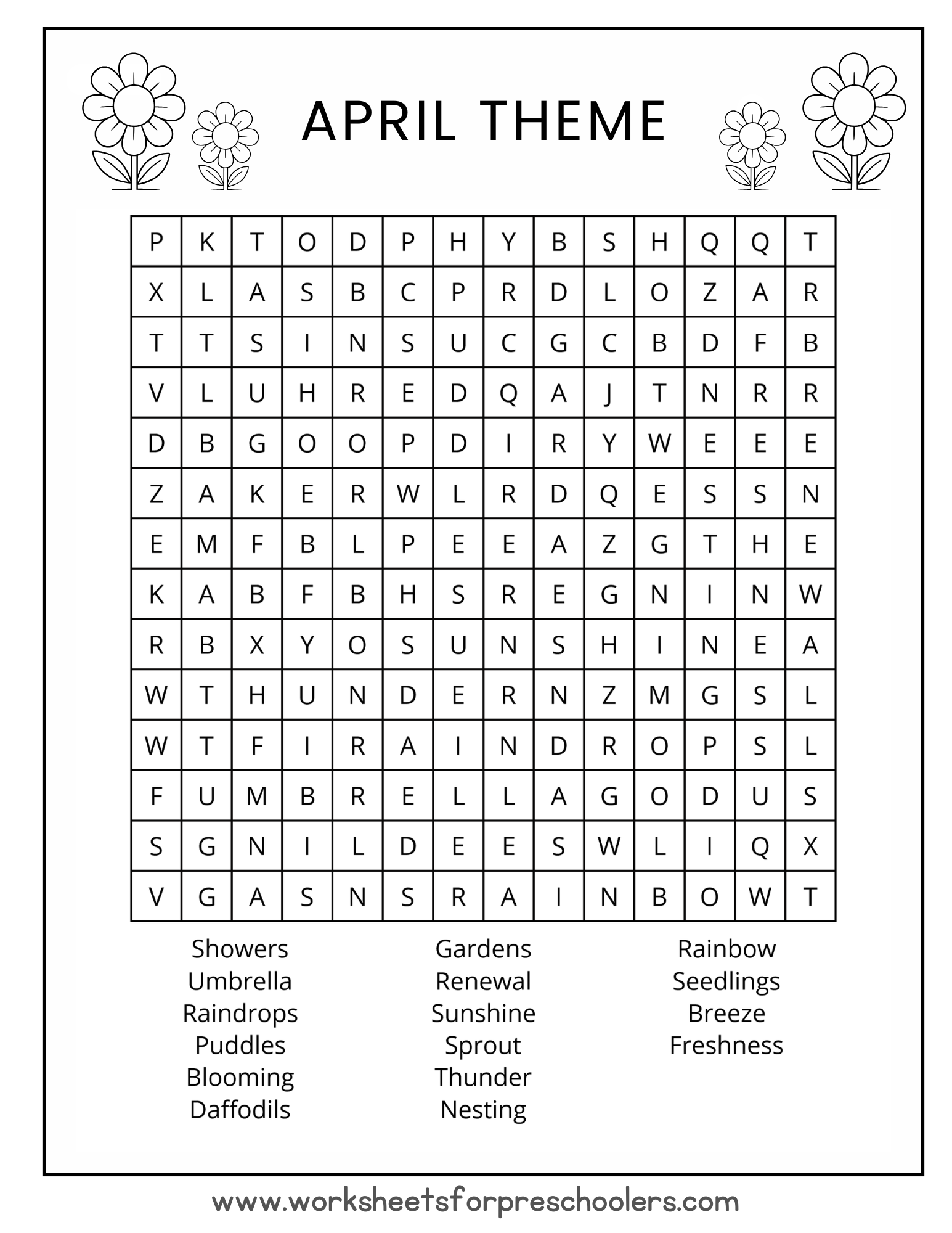 April Word Search