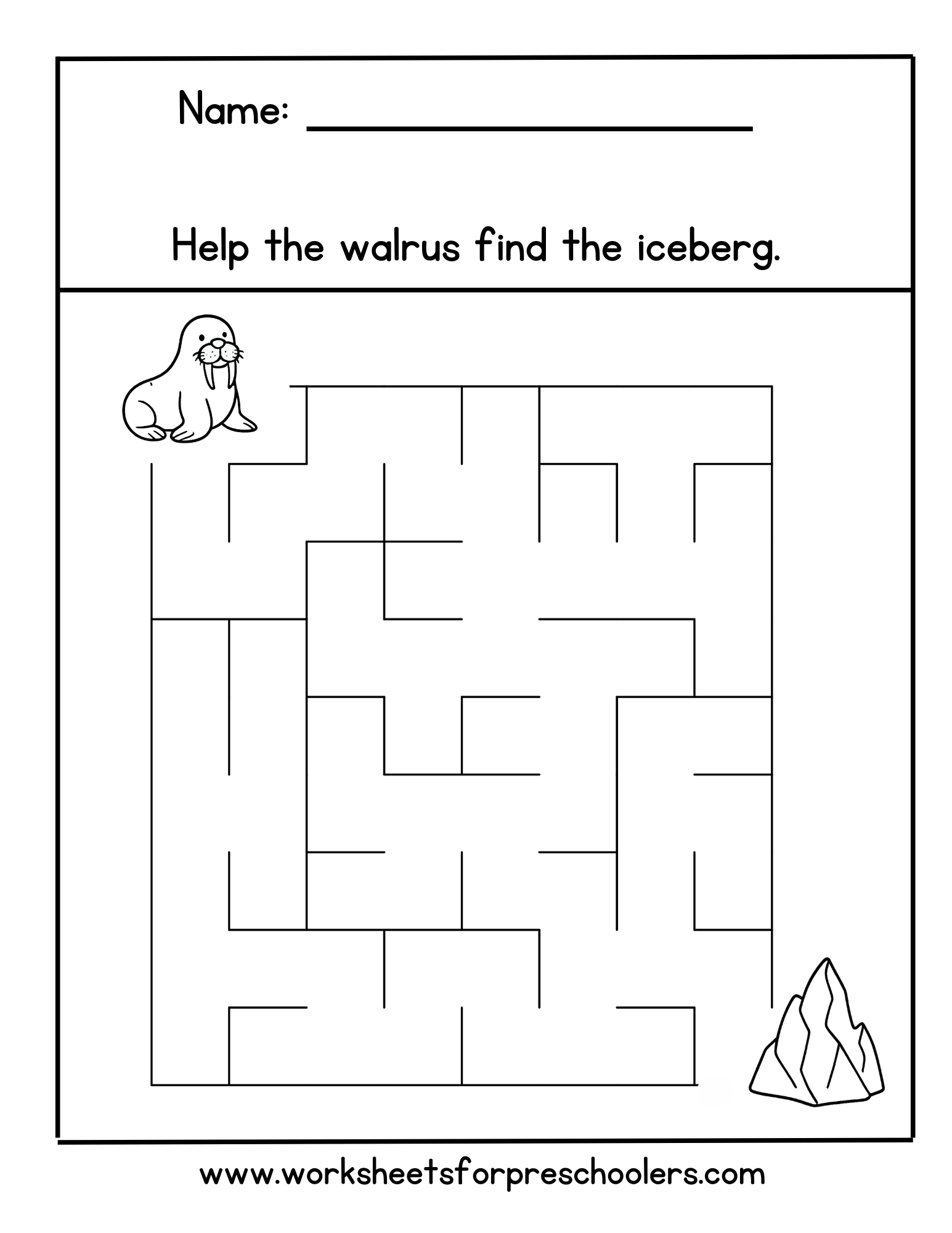 Walrus Maze Worksheet Walrus Maze Worksheet