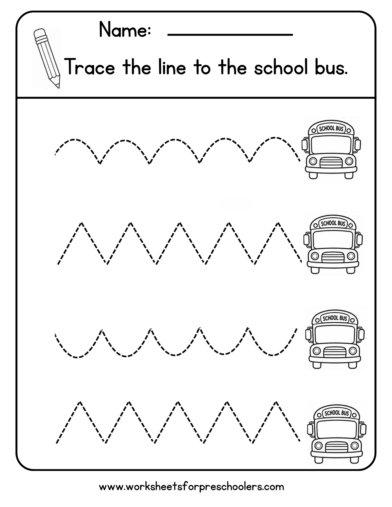 School Bus Line Tracing Worksheet School Bus Line Tracing Worksheet