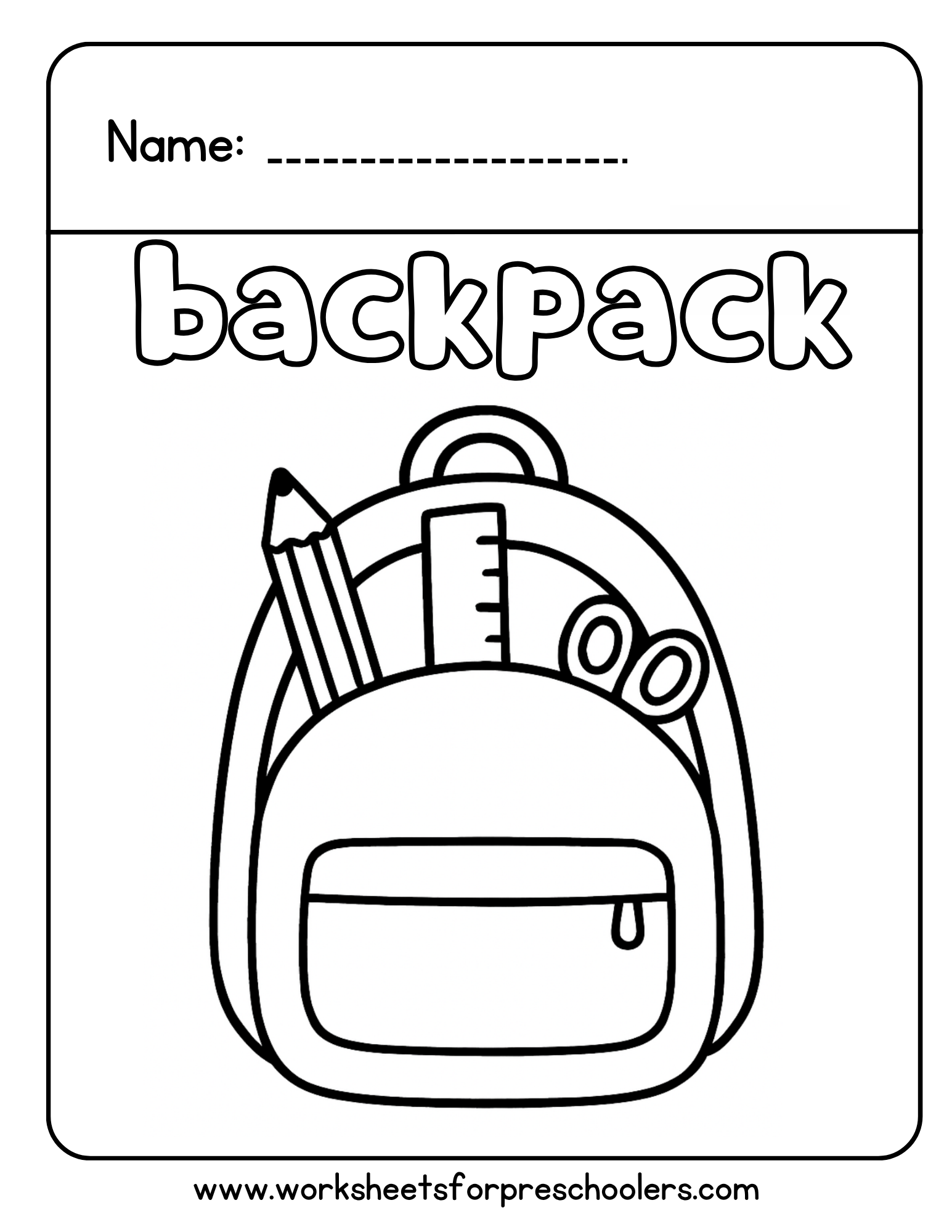 Backpack Coloring Page