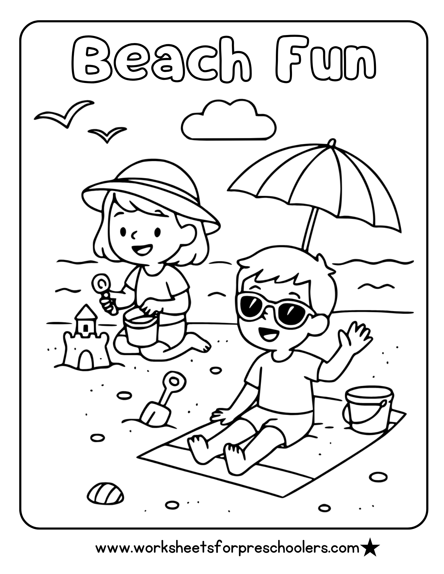 Fun at the Beach Coloring Page