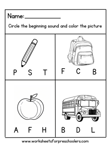 Beginning Sound Worksheet