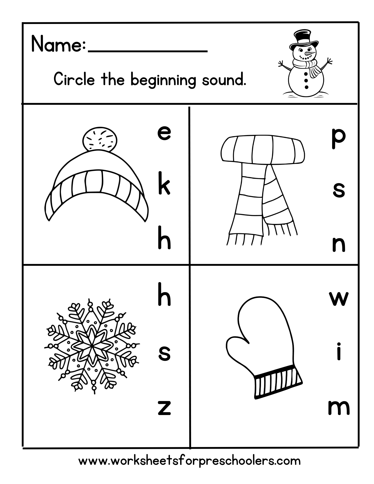 Winter Theme Worksheet
