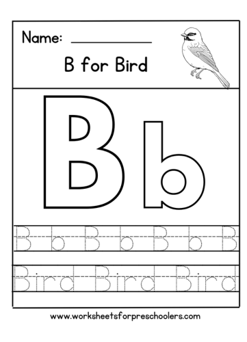 B for Bird Letter Tracing Worksheet