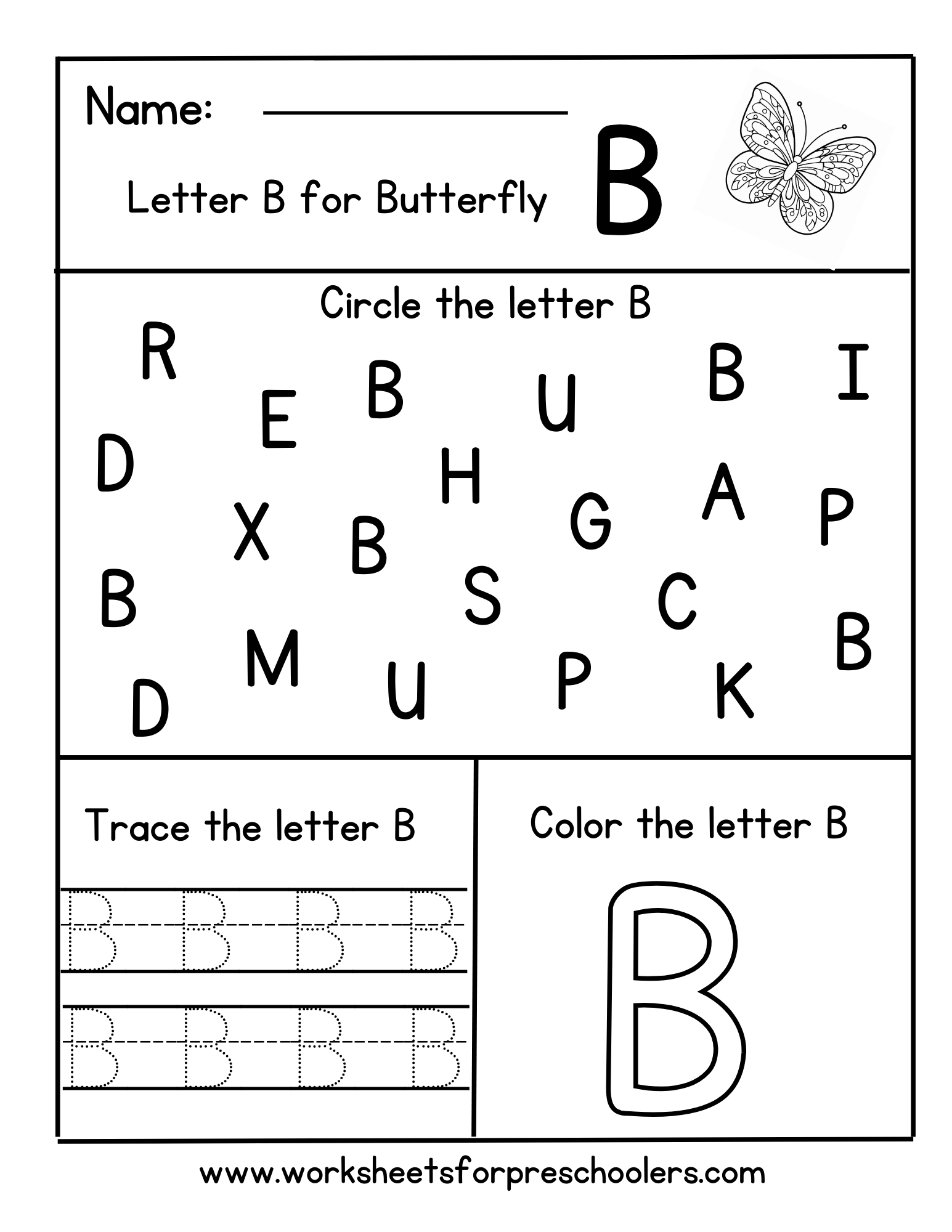  Letter B for Butterfly Activity Works