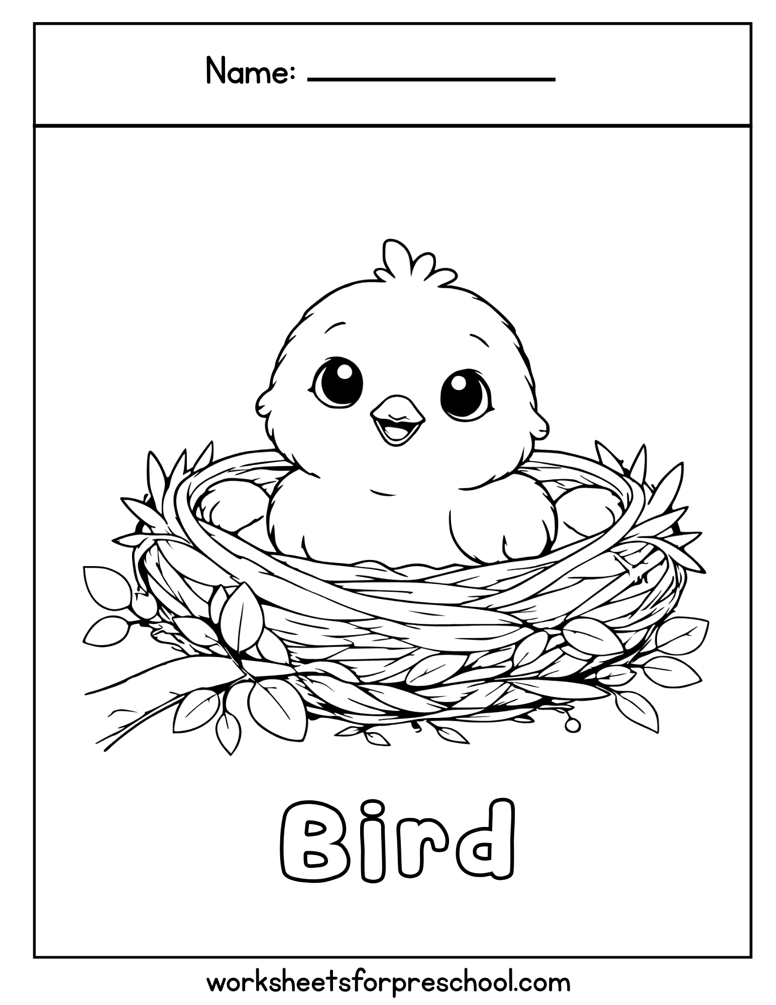 Bird in a Nest Coloring Page