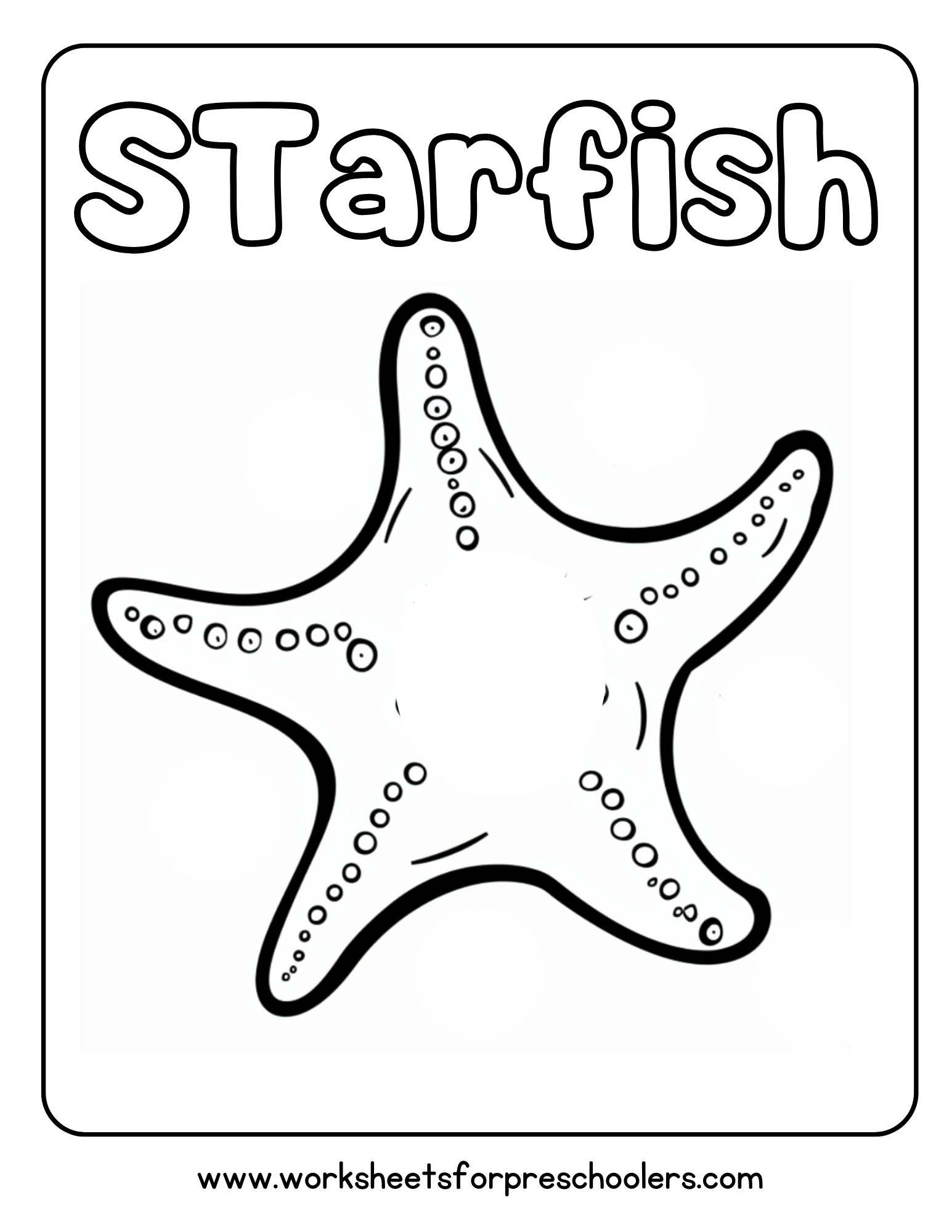 Starfish Coloring Page Preschool Printable Starfish Coloring Page Preschool Printable