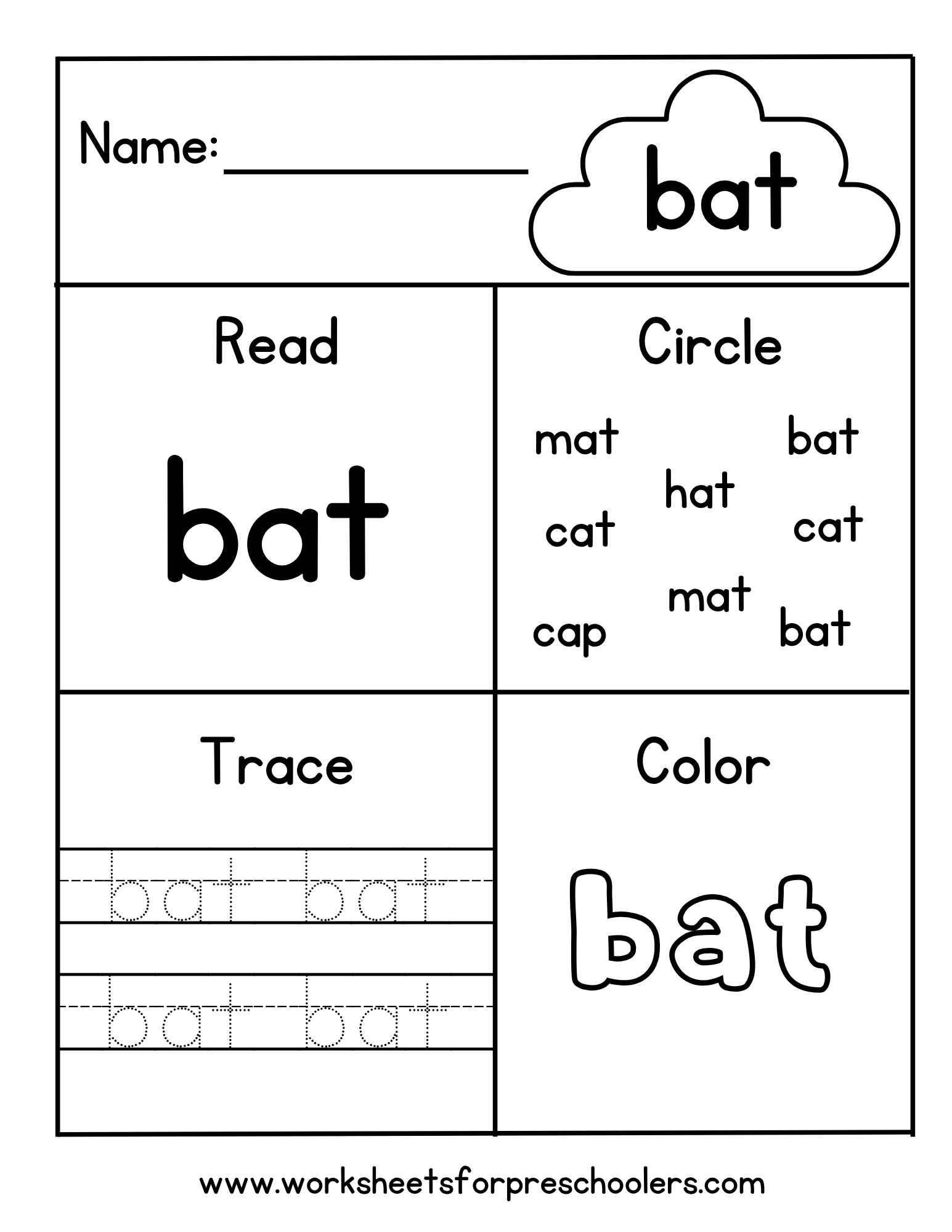 CVC bat Worksheet