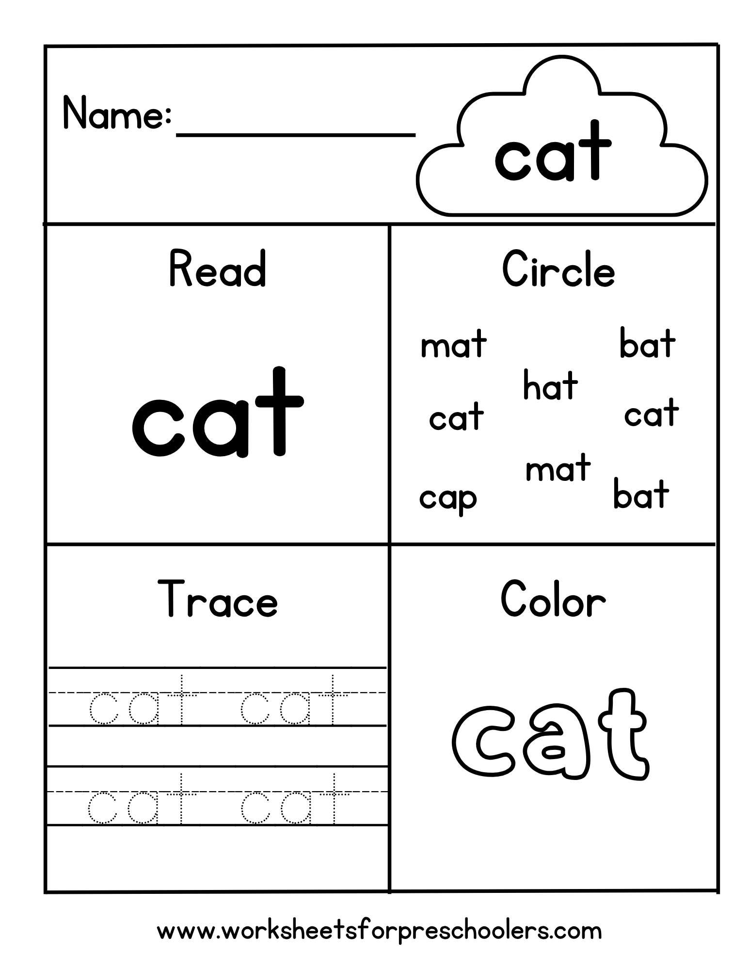 CVC cat Worksheet