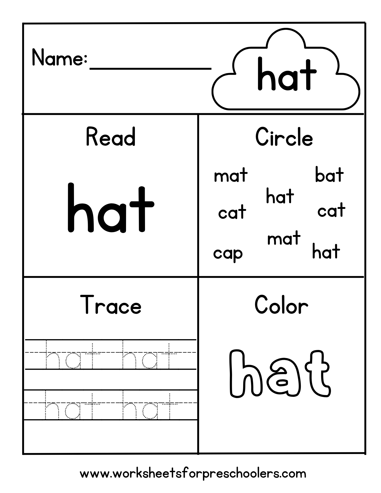 CVC hat Worksheet