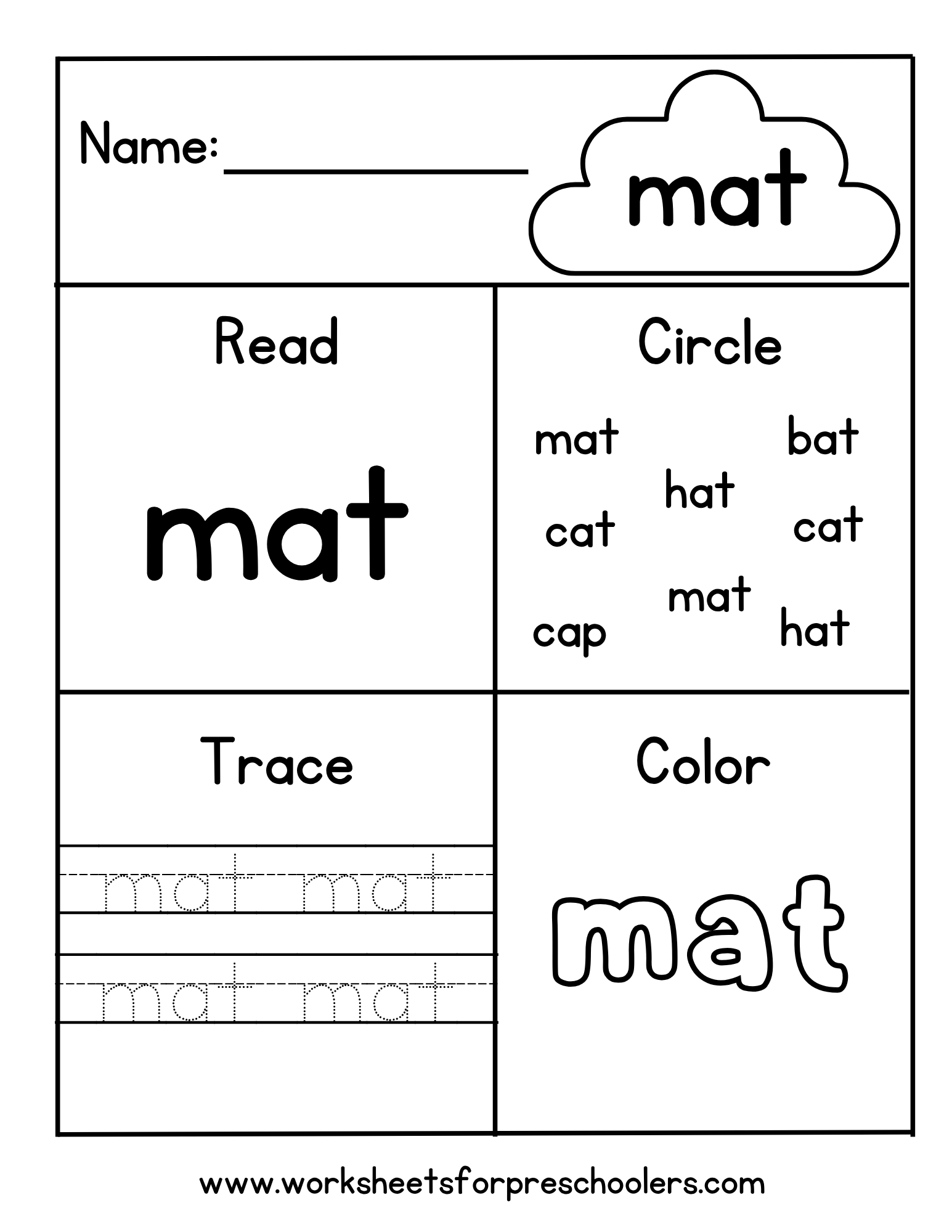 CVC mat Worksheet