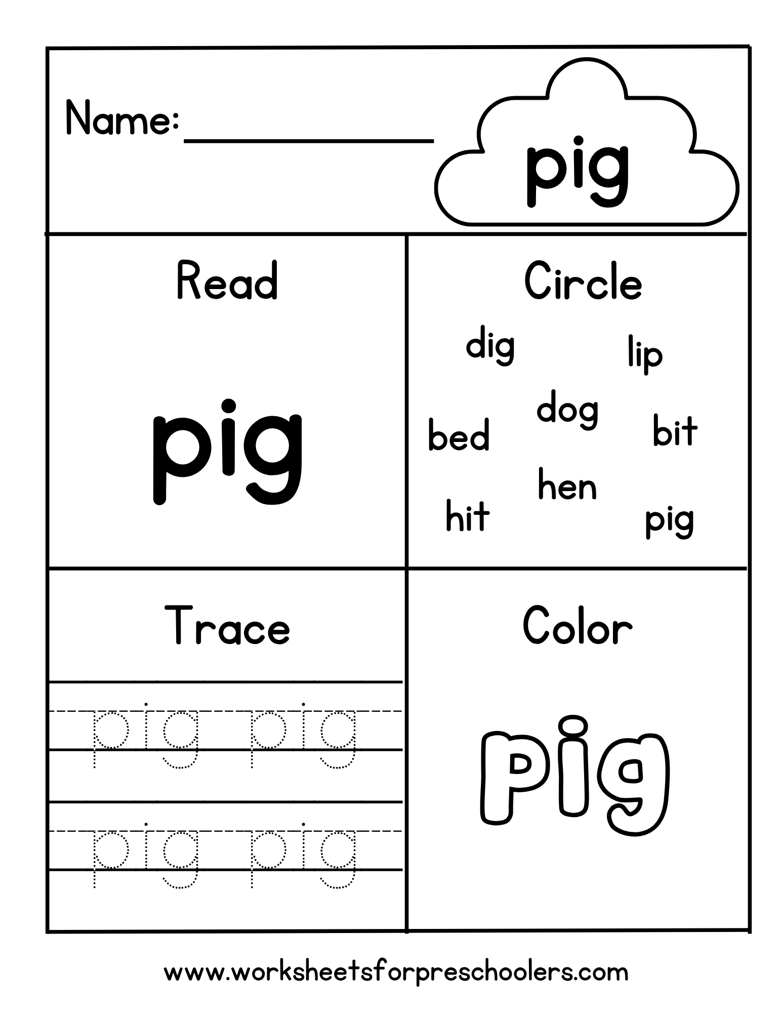 CVC Word pig CVC Word pig