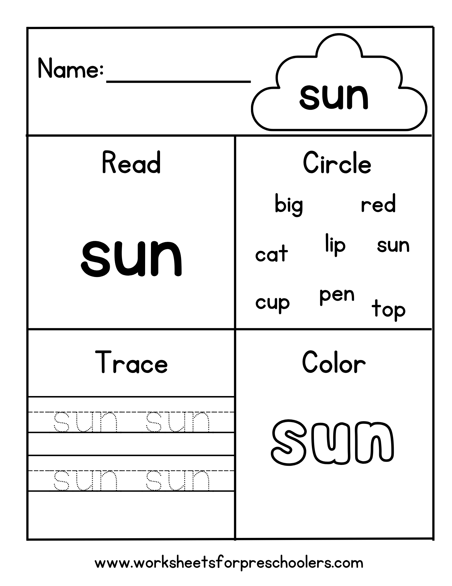 CVC Word sun