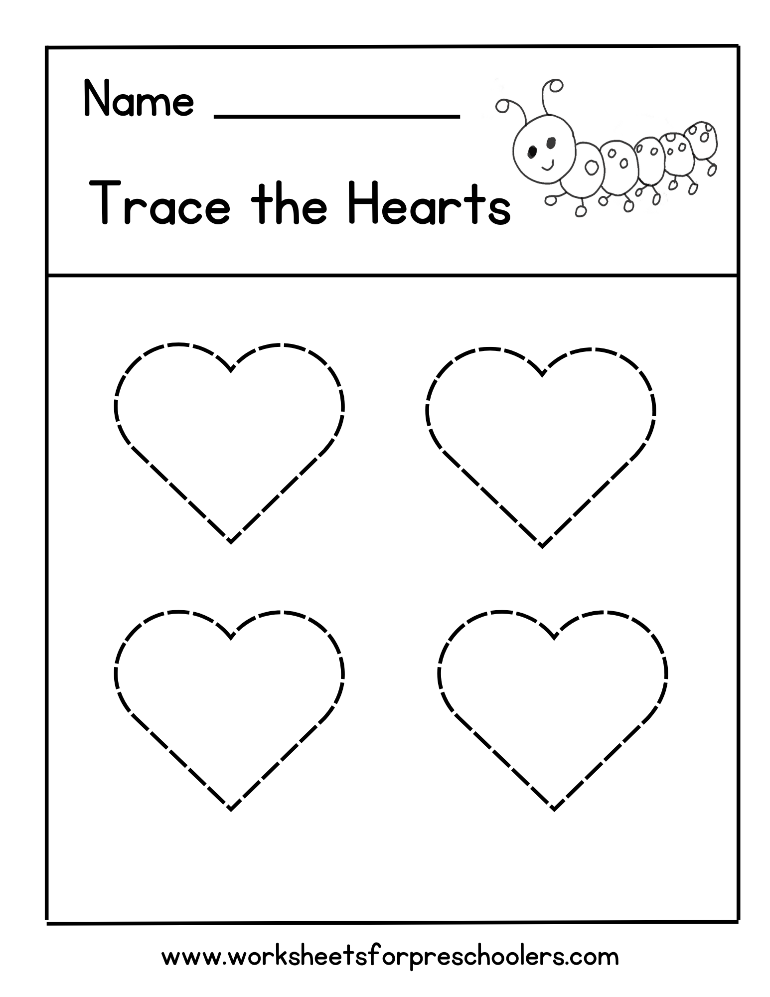 Tracing Heart Shapes Worksheet for Preschool Tracing Heart Shapes Worksheet for Preschool
