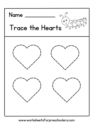 Heart Shape Tracing Worksheet