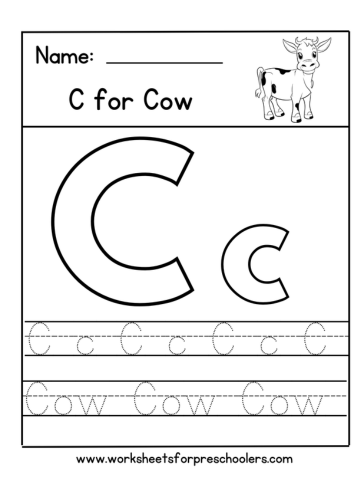 C for Cow Worksheet