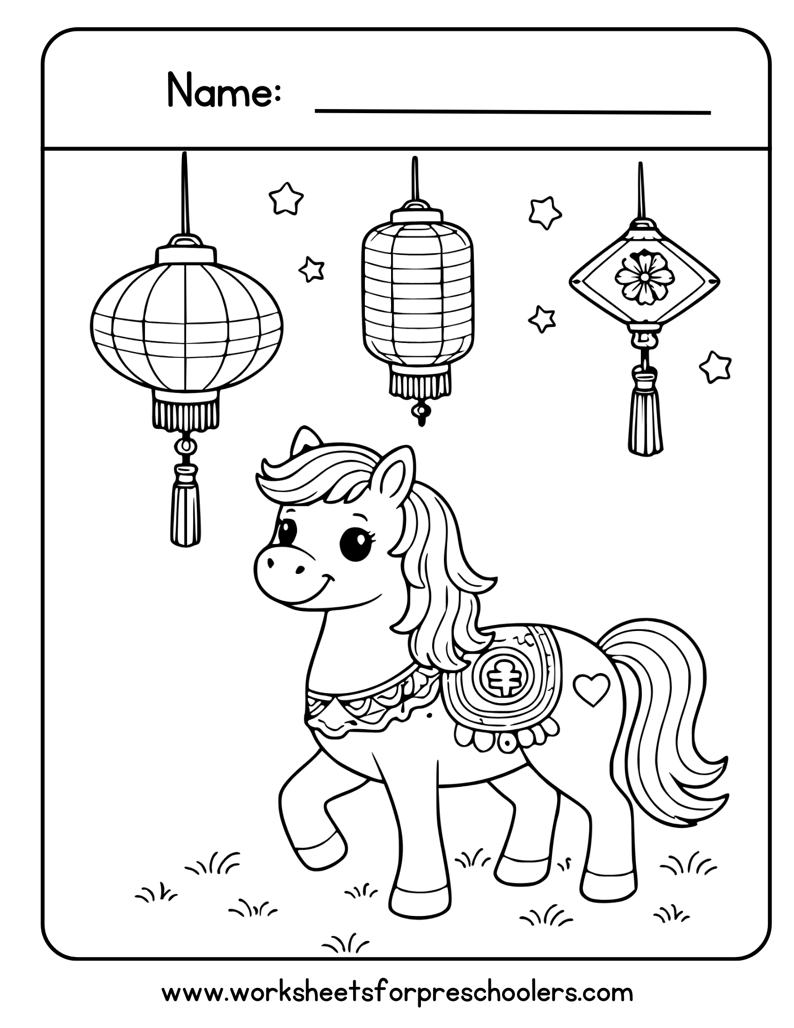 Chinese New Year Horse Coloring Page
