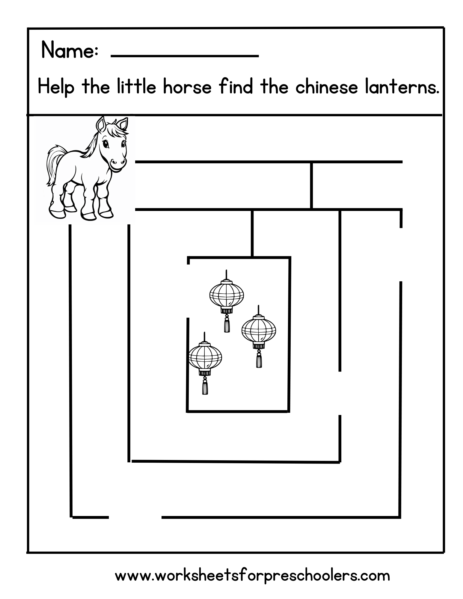 Chinese New Year Maze Worksheet