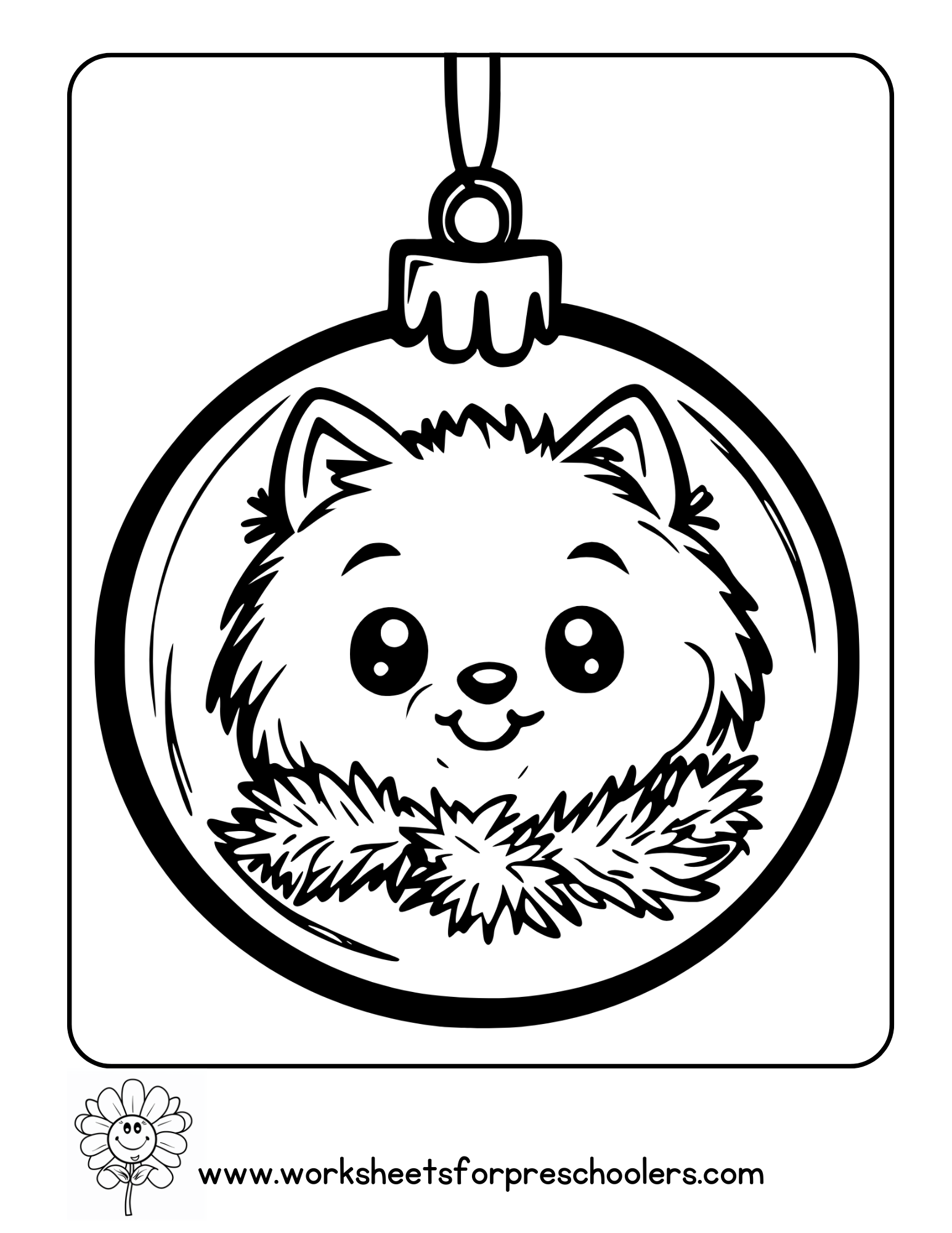 Kitten in a Christmas Ball Coloring Page