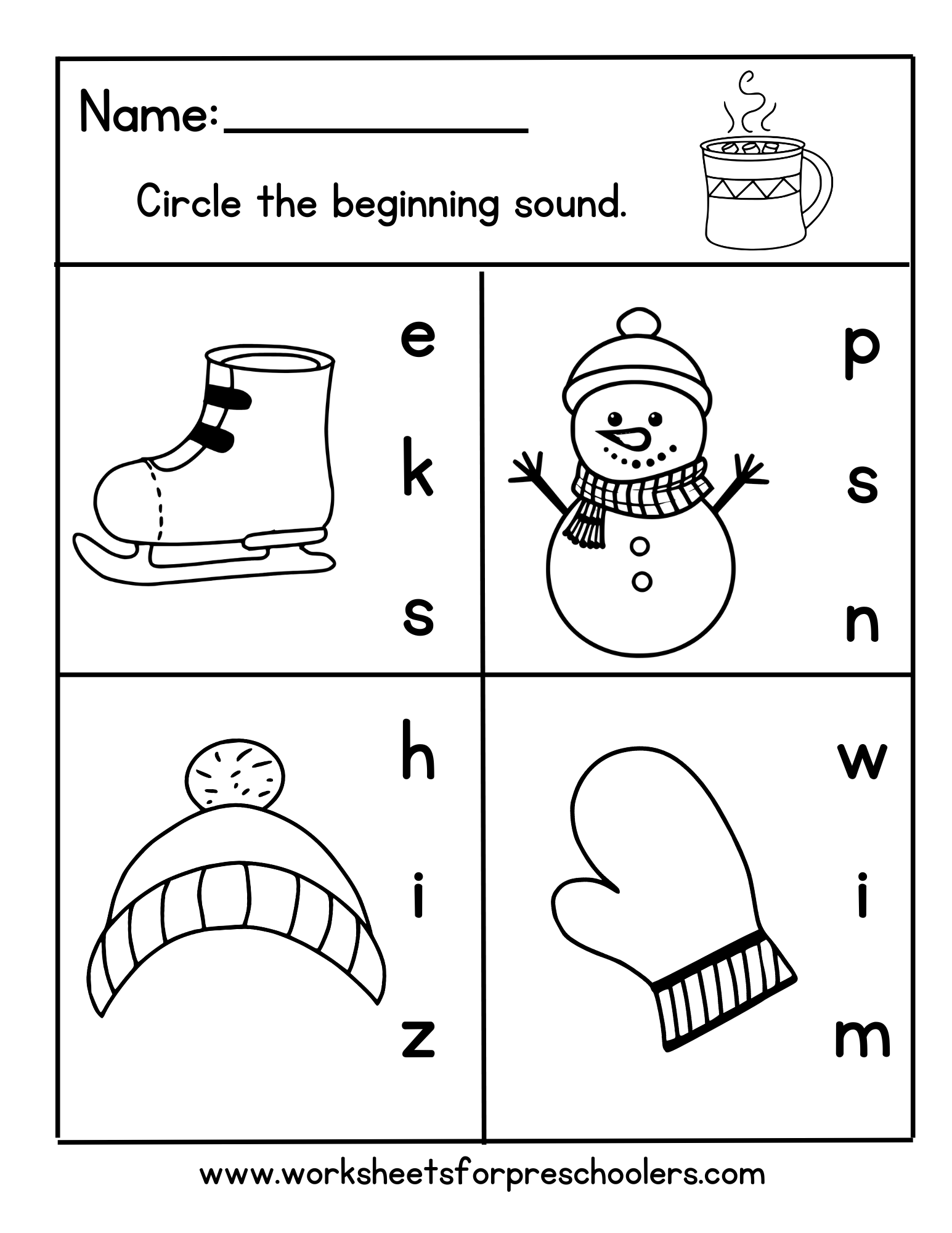 Winter Season Literacy Worksheet