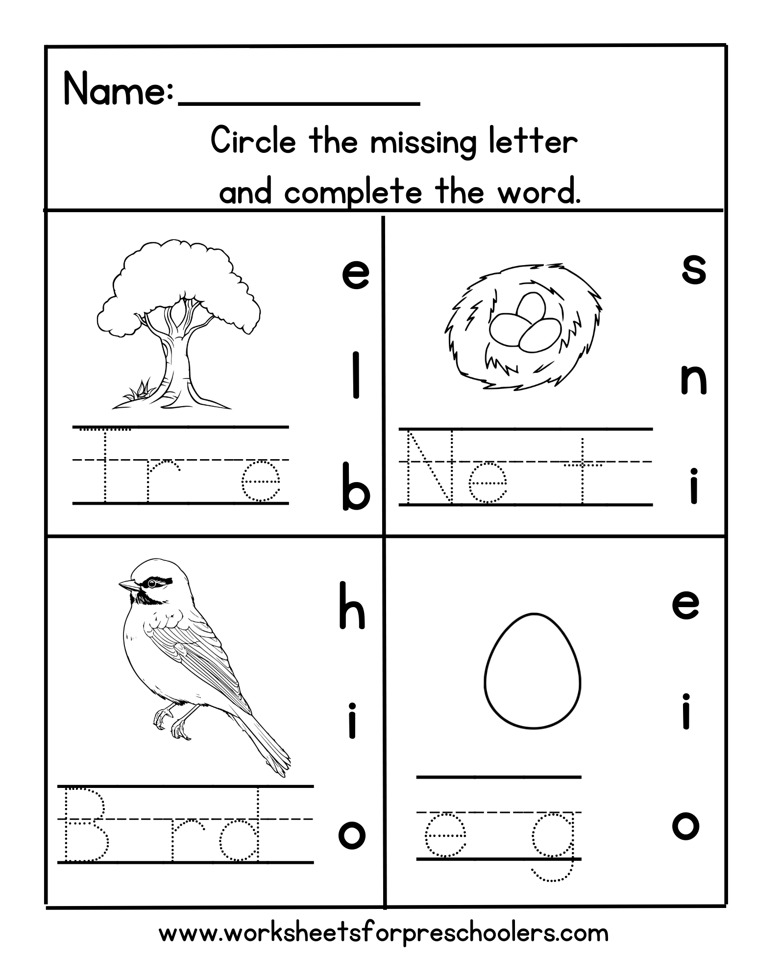 Birdwatching Theme Missing Letters Worksheet Birdwatching Theme Missing Letters Worksheet