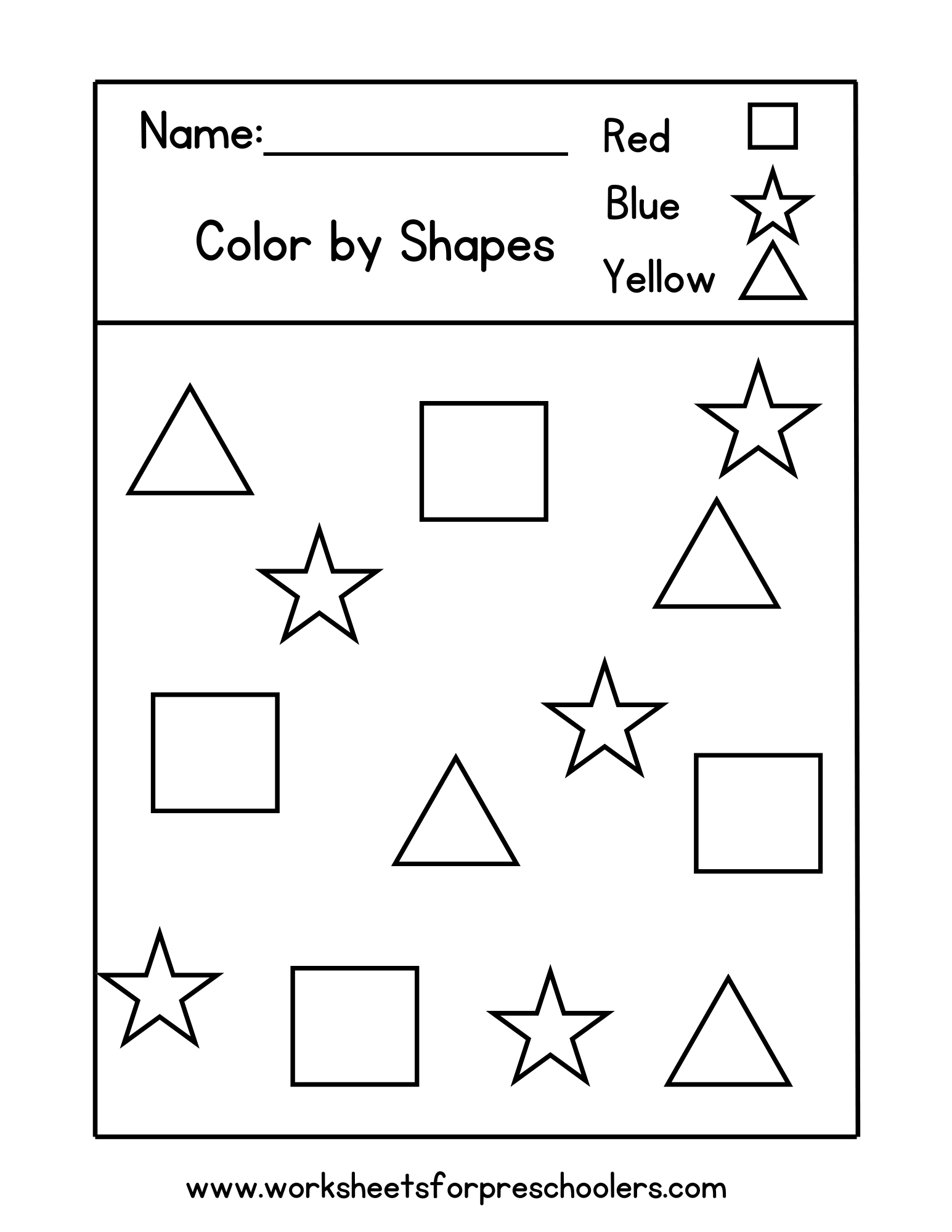 Squares Stars Triangles Worksheet for Preschool Squares Stars Triangles Worksheet for Preschool