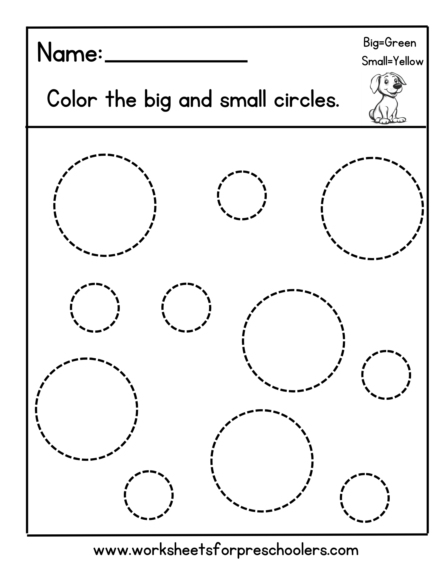 Big and Small Circles Activity Worksheet Big and Small Circles Activity Worksheet