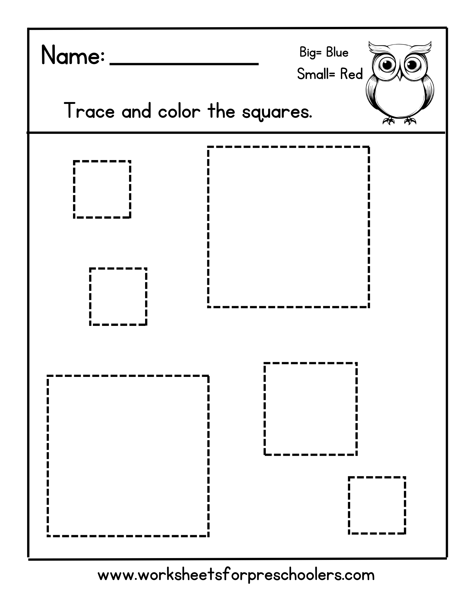 Big and Small Square Activity Worksheet Big and Small Square Activity Worksheet