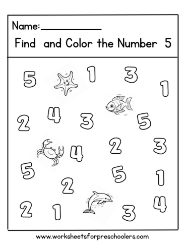 Find and Color Number 5