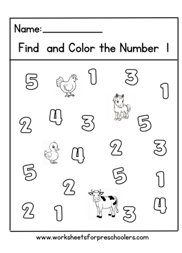 Farm Animal Find and Color Number 1