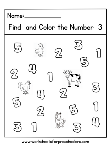 Farm Animal Find and Color Number 3