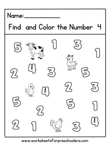Farm Animal Find and Color Number 4