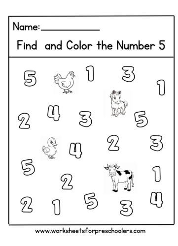 Farm Animal Find and Color Number 5