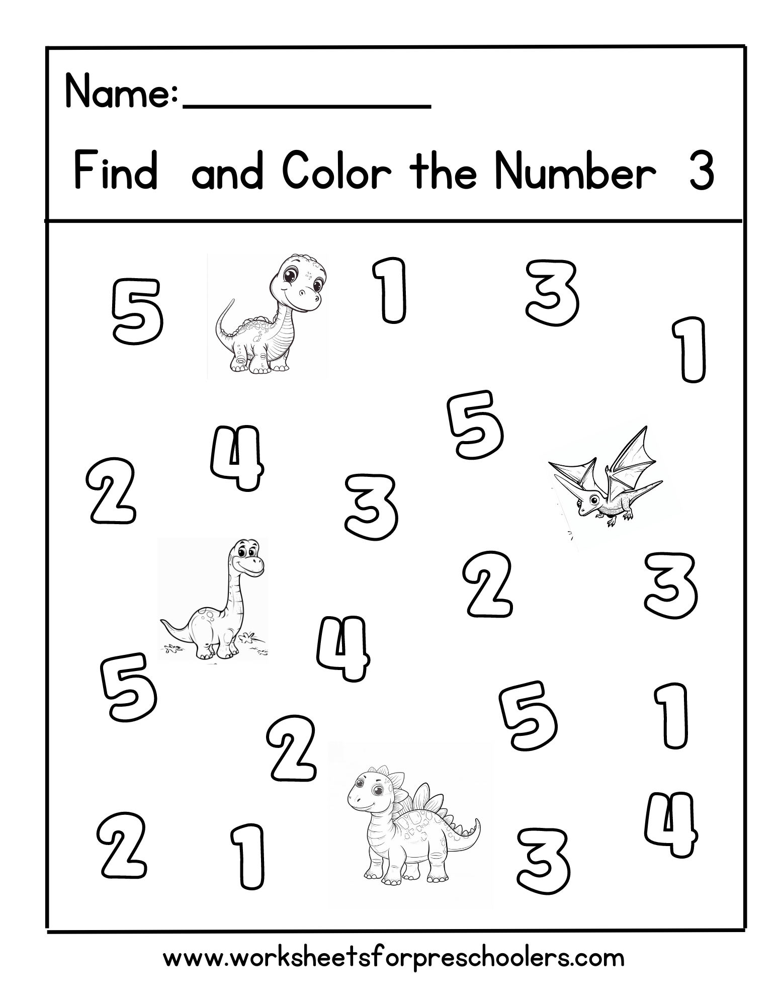 Dinosaur Find and Color Number 3