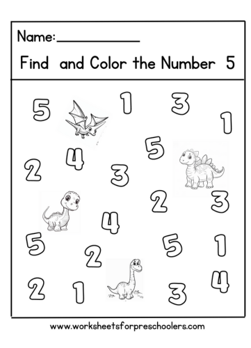 Dinosaur 
Find and Color Number 5