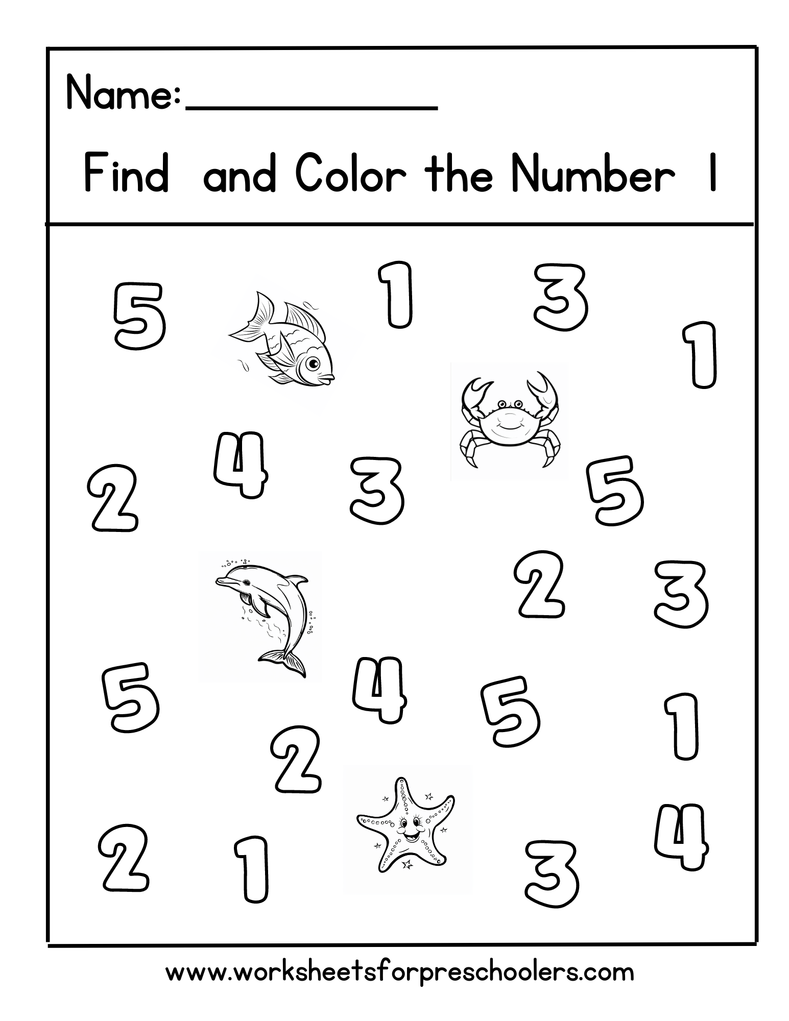 Preschool Math Activity Worksheet Find and Color Number 6