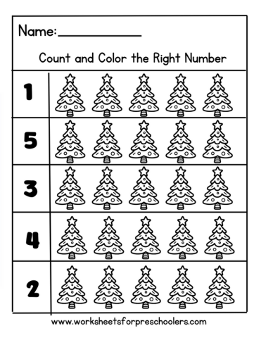 Counting Christmas Trees Worksheet