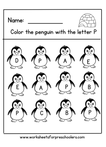 Letter P for Penguin Worksheet