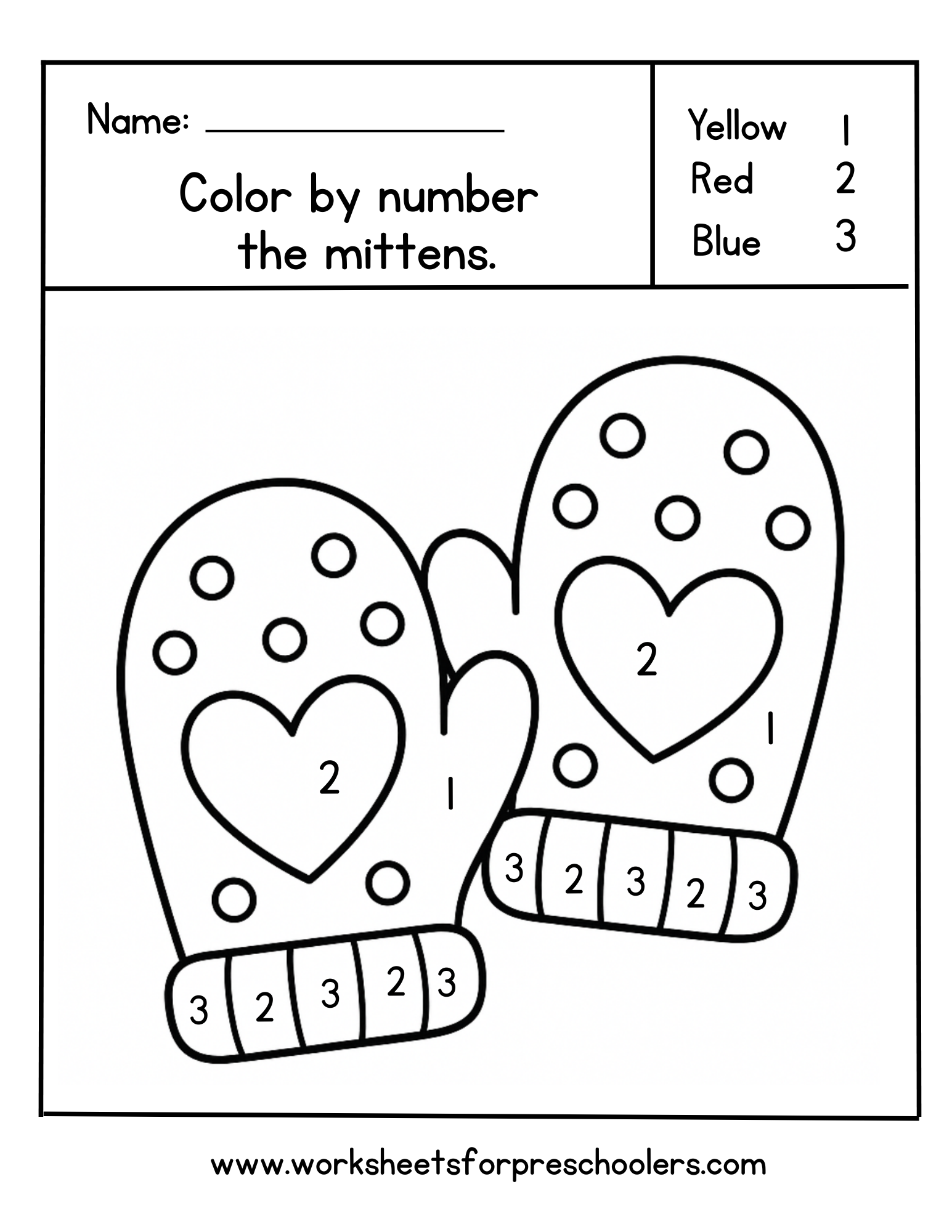 Color By Number Mittens