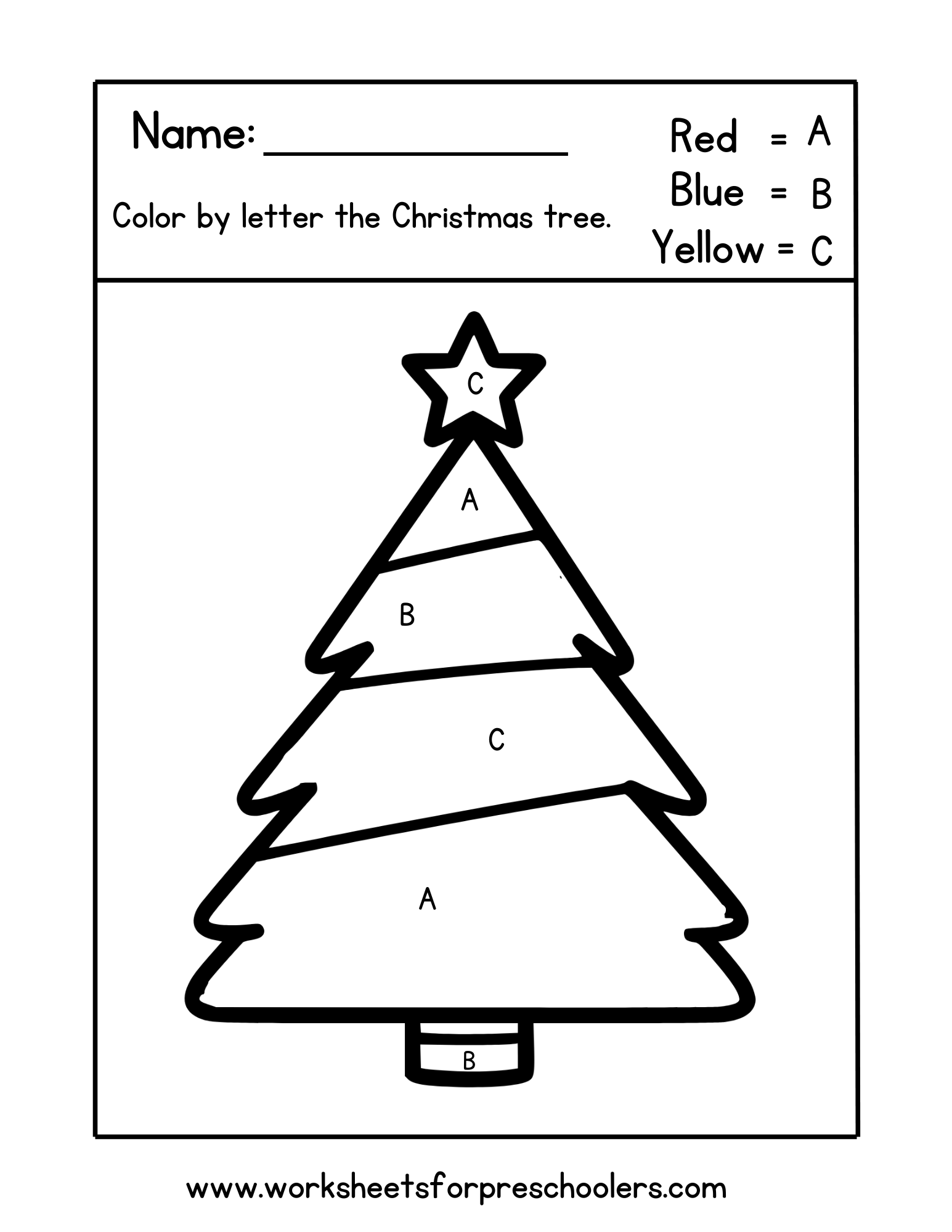 Color By Number Christmas Tree
