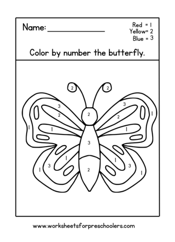 Color By Number Butterfly Worksheet