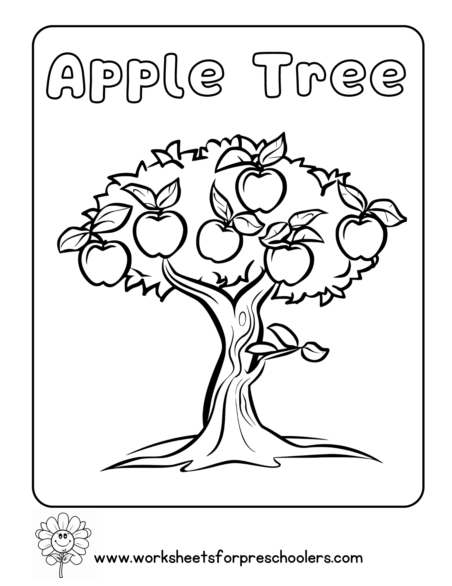 Apple Tree Coloring Page Preschool