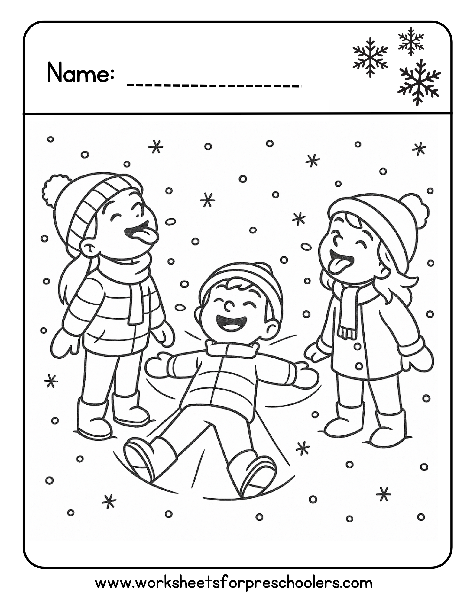 Snow Fun Coloring Page