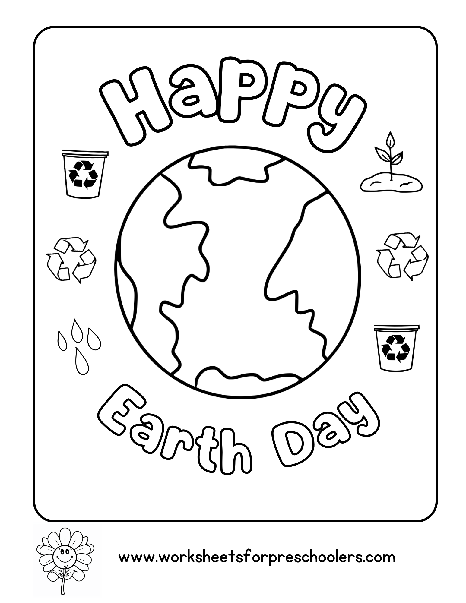 Happy Earth Day Coloring Page Activity
