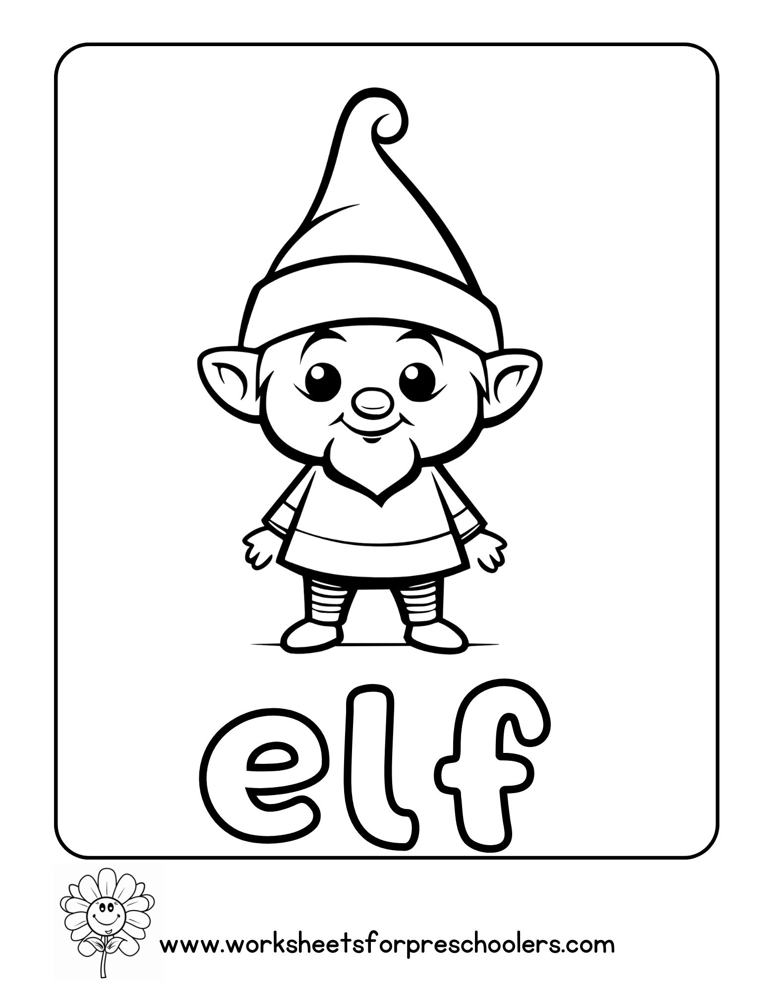 Christmas Elf Coloring Page 