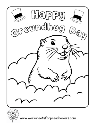 Happy Groundhog Day Coloring