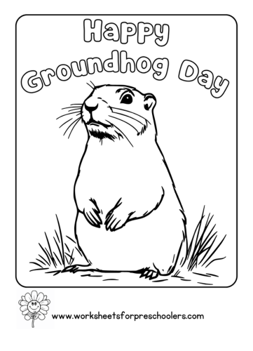 Happy Groundhog Day Coloring Page